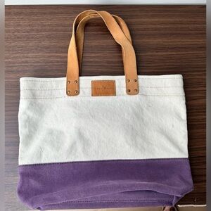 Cole Haan heavy canvas tote bag with leather straps. Near perfect condition.